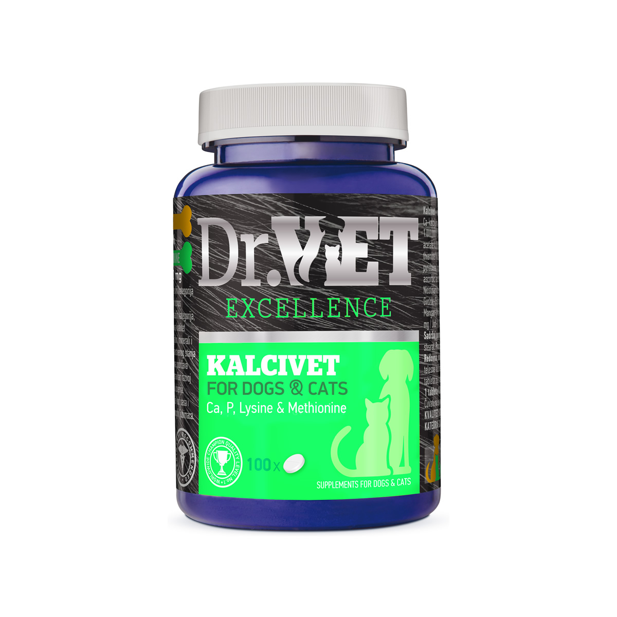 Kalcivet – хранителна добавка с калций за кучета и котки - 100 броя.