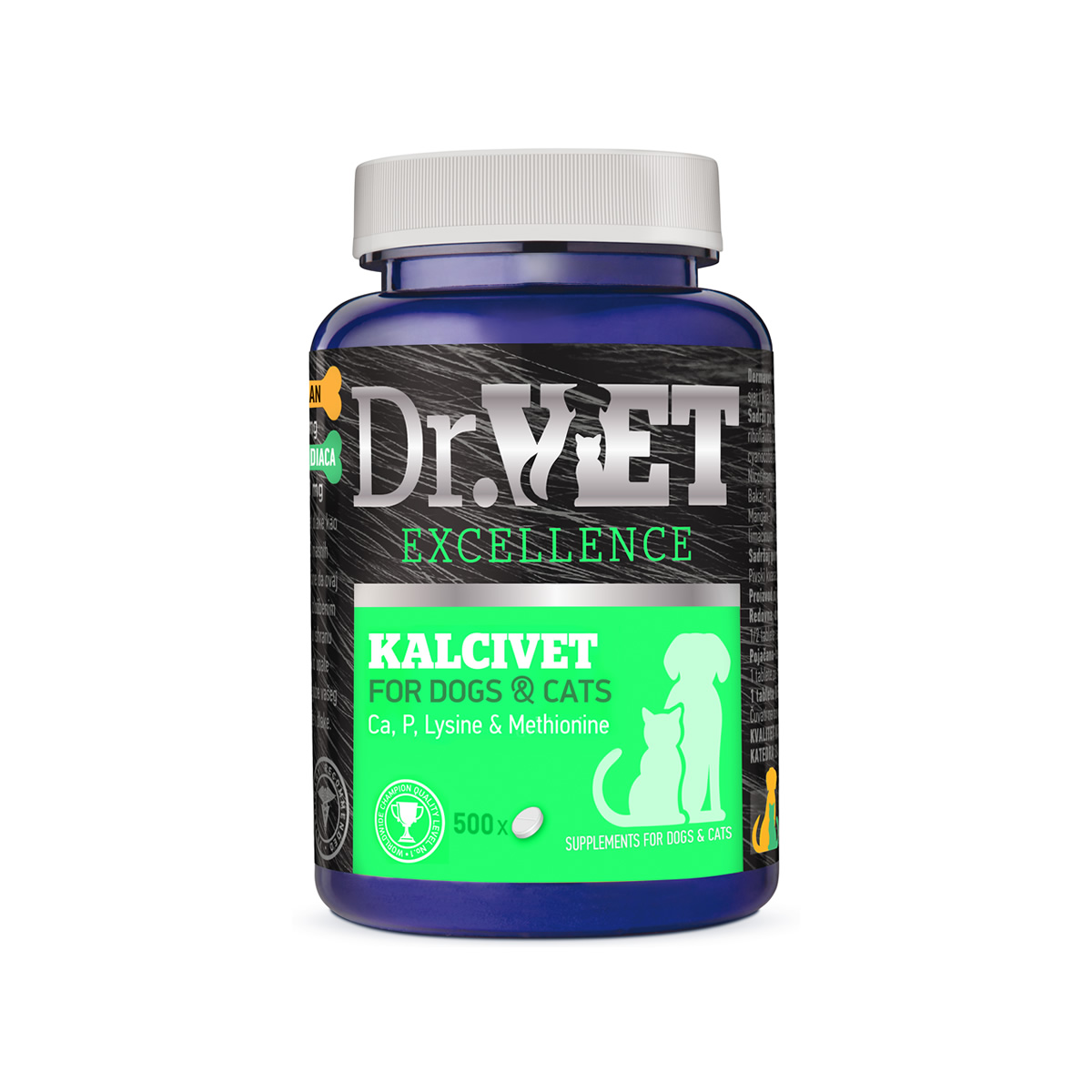 Kalcivet – хранителна добавка за кучета и котки - 500 броя.