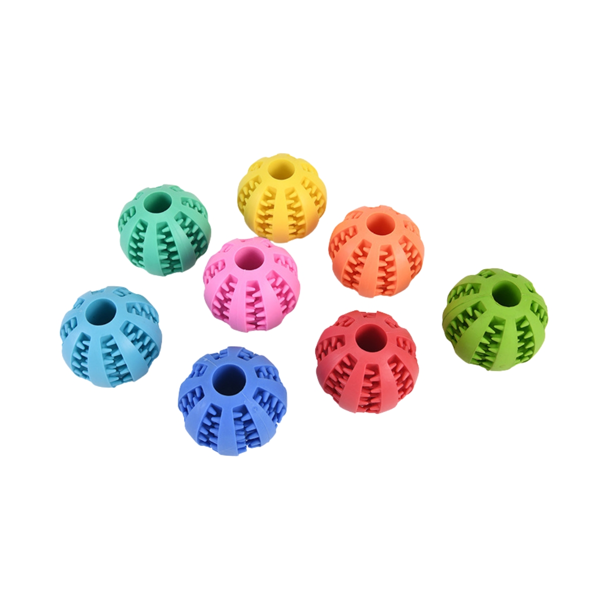 Скоклива топка от естествена гума – 5 см, играчка за кучета с дупка против задушаване